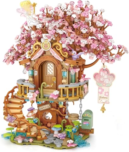 JUCYJULY Mini Blocs de Construction Maison dans l'arbre aux Fleurs de Cerisier, 1149 pièces Sakura Set de Briques de Construction DIY, MOC Architecture Décoration Jouet Cadeaux pour Adulte – vue 2
