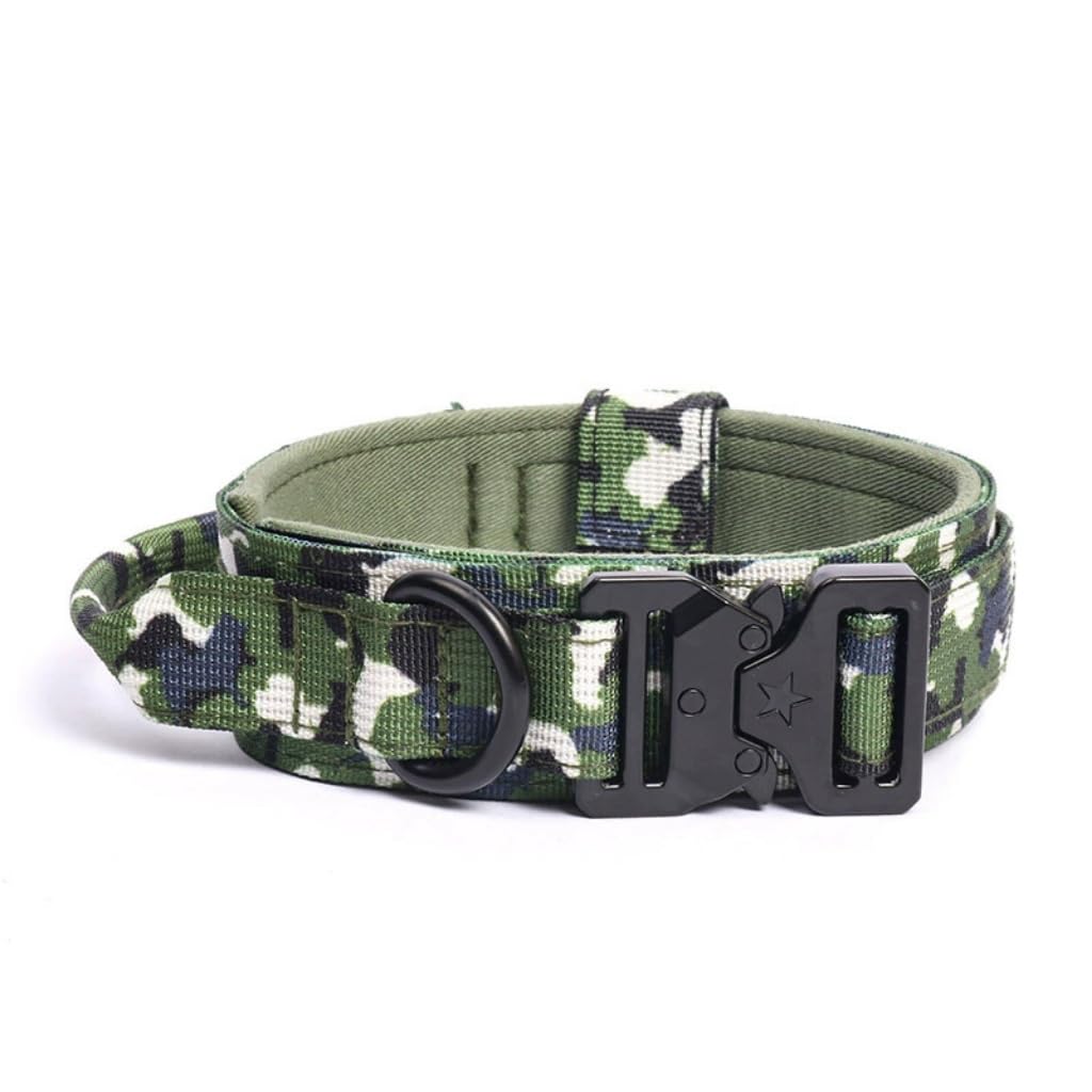 AOBUJDUB Tactical Dog Collar, Padded Breathable Soft Nylon Pet Collar With Heavy-Duty Metal Buckle, Heavy Duty and Soft On Ski for Medium Large Dogs(#F,L-(42cm-54cm))