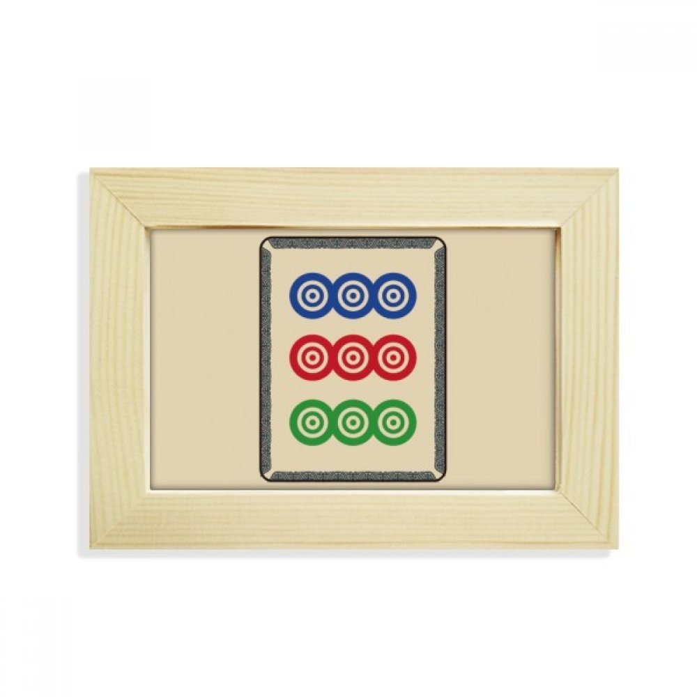 Marco de madera de arte Mahjong Círculo Puntos 9 acabado artesanal 5x7