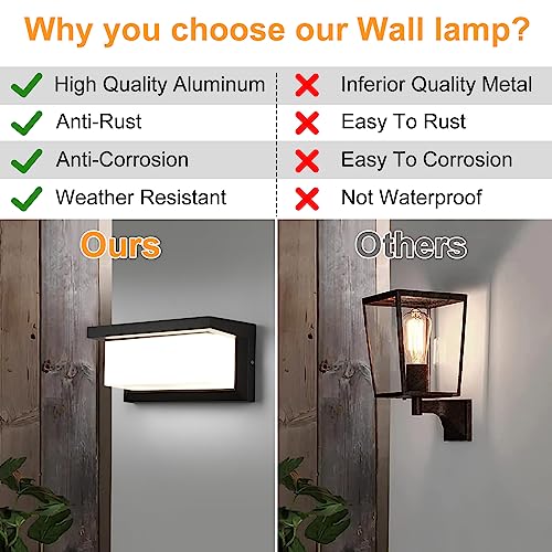 Image of Outdoor Wall Lights, Black Wall Sconce Ip65 Waterproof Outdoor Light Fixtures Wall Mount Outside Lights for House Garden Front Bathroom Garage (B1063-6500K-1Pack)