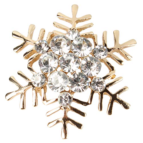 Pinhan - Broche para mujer, diseño de copos de nieve, diseño de copos de nieve, color transparente As Desciption Oro y diamante blanco.