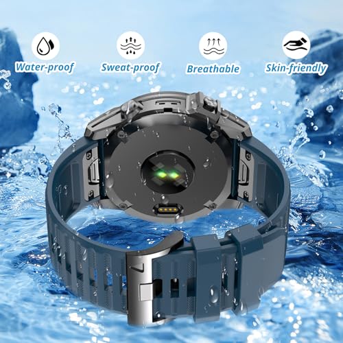 Image of Silicone Band for Garmin Enduro 3 2 /Fenix 8 pro /tactix 8 AMOLED 51mm /Fenix 7X /6X pro sapphire solar /5X plus, 26mm Quickfit Sprot Watch Strap Replacement for Descent Mk2i /3i /epix Pro /quatix 8 51mm