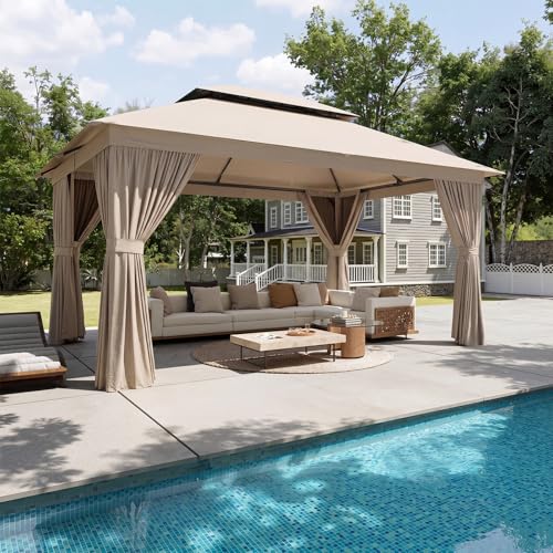 Aoxun Outdoor Gazebo for Patio 10x12 Metal Frame Canopy with