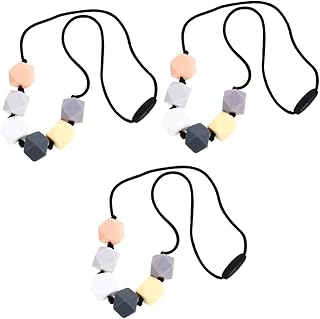 ibasenice 3 Pçs Mordedor De Bebê Colar De Silicone Pingente De Mascar Criança Brinquedo De Dentição Mordedor Brinquedos Sensoriais Mascar Brinquedos De Mastigar De Bebê Silicone Molar