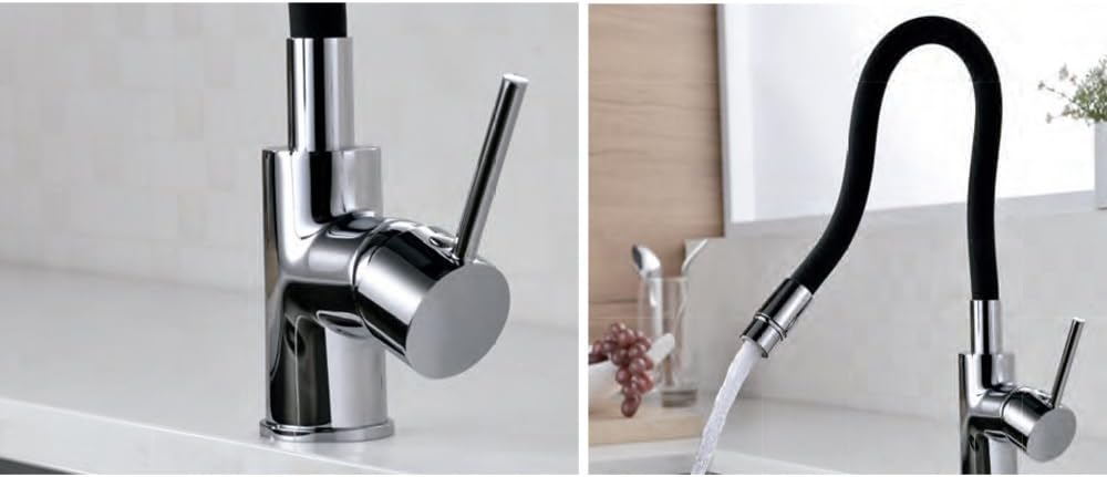 IMEX Verona GCE010 faucet with water flowing from the spout