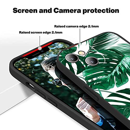 Compatible With Iphone 13 Palm Leaves Case,Green Tropical Palm Plants Leaf Pattern Design For Iphone Case Girls Women Men,Screen Protector Slim Soft Silicone Protective Case For Iphone 13 #TOP3