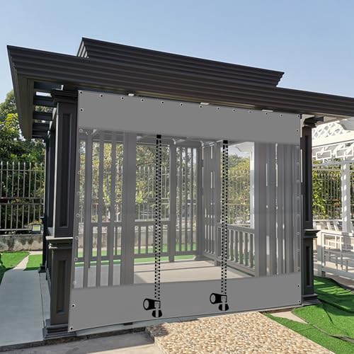 Cortinas de PVC de 0.5 mm transparentes e impermeables con ojales para patio 7