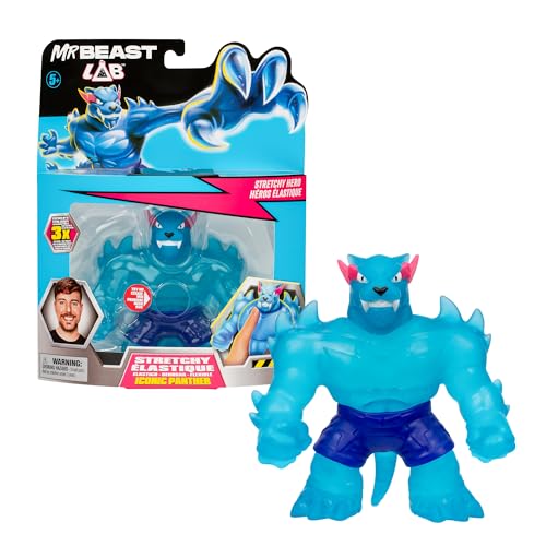MrBeast - Figura Mutante Iconic Panther Stretch, Muñeco Elástico, Se Estira 3 Veces su Tamaño, Rellenos de una Sustancia Única, Descubre su Gooeyness Interior, Niños +5 años, BTR03200
