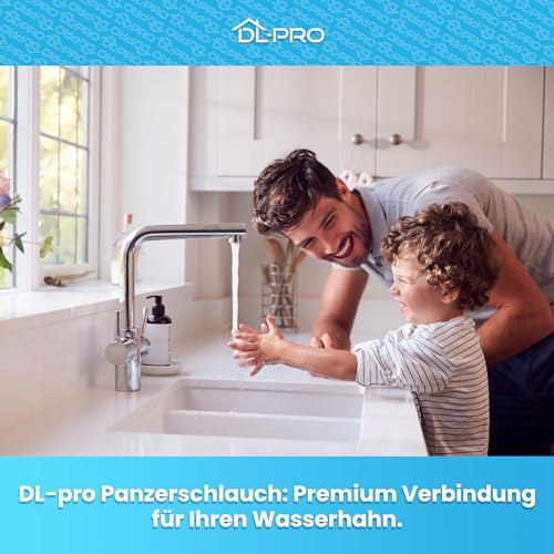 DL-pro 2,5m Panzerschlauch Flexschlauch 3/8x3/8 IG/IG mit Kegeldichtung Gemäß KTW-A W270 Brauseschlauch mit Edelstahlgeflecht für Armatur Wasserhahn