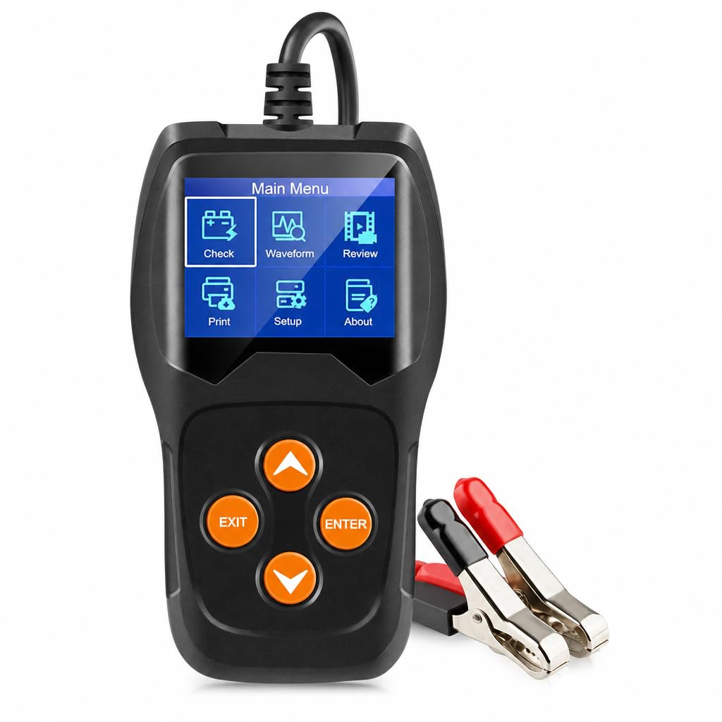 Konnwei Testeur de Batterie 12V Voiture Moto LCD TFT CCA BCI DIN JIS SAE Puce STM32 Multilingue KW600