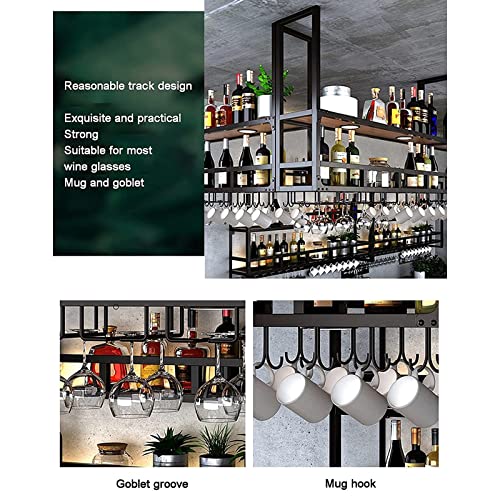 Estante para vino industrial de hierro y madera 80 cm miniatura 3