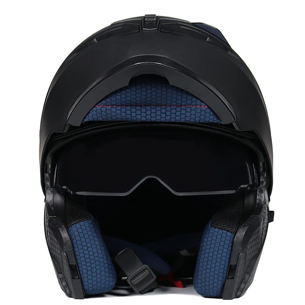 Casco De Moto Modular Integrado,Casco Modular Anticolisión con Visera Solar Doble para Hombres Y Mujeres Aprobado por ECE Antivaho Cómodo Y Transpirable Casco De Scooter Negro Mate