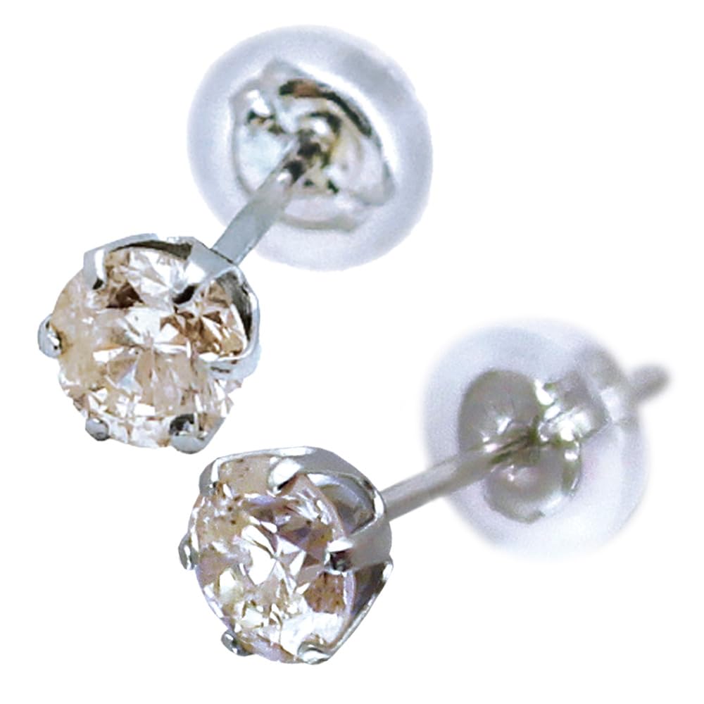 Amazon | 計0.5ct/Pt/K18/ブラウンダイヤモンドピアス 天然 ダイヤ