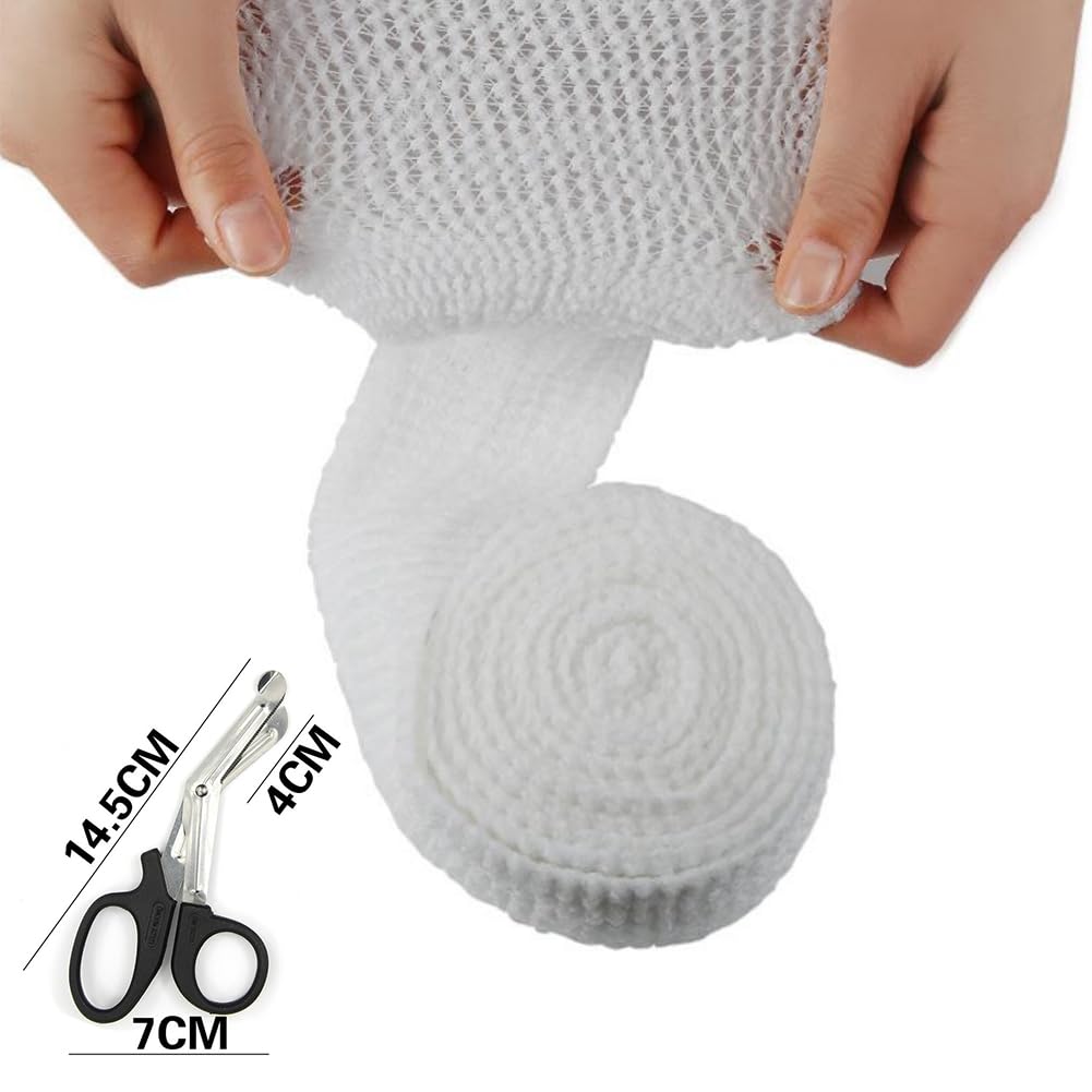 Red Elástica Vendaje, Vendaje Elástico Vendaje Tubular, Venda de Malla Tubular Venda de Malla Tubular Elástica, Heridas Vendaje Banda Fija Elástica Ayuda de Emergencia, con 1 Tijeras Médicas