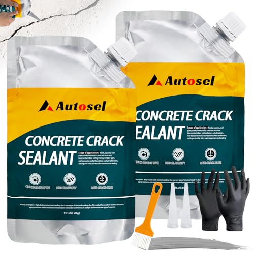 Concrete Crack Filler, Self-Leveling Cement Crack Filler, Fast-Drying Waterproof Concrete Repair Sealant, Durable Asphalt & Driveway Crack Filler for Sidewalk, Patio & Expansion Joint Repair — 2 PCS
