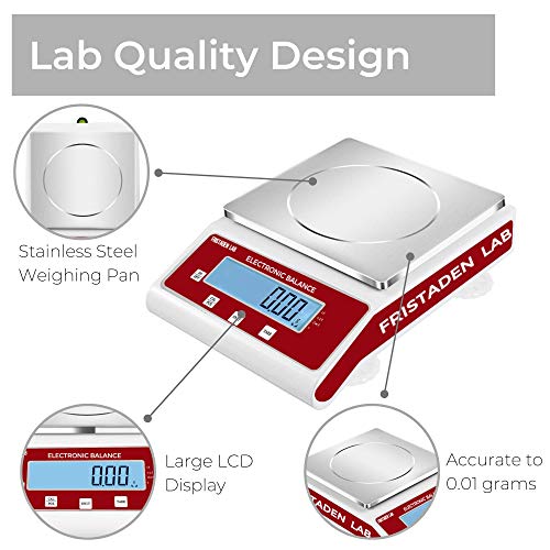 American Fristaden Lab Analytical Precision Balance, Lab Scale, 01 Gram Scale, Scientific Scale for Lab, Jewelry, Business with a 1YR Warranty (2000g x 0.01g (Computer/Printer Connection))