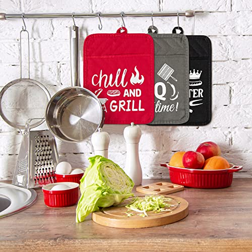 R Horse 6Pcs Bbq Funny Pot Holders Birthday Gifts For Dad Kitchen Pot Holder With Pocket Barbeque Oven Mitts With Sayings Housewarming Bakers Thank You Gifts For Dad Bbq Lovers #TOP6