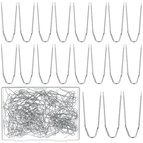 YBEATY 200 PCS Stainless Steel Sewing Pin Sewing U Pins U-Shaped Fork Multipurpose U Pin Needle Quilting Metal U-Pins 0.9 Inch Double Blocking U-Pin for Quilting Crafts DIY Jewelry Making