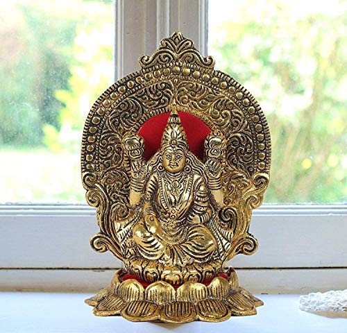 RCI Handicrafts Goddess Lakshmi Metal Showpiece – Beautifully Carved Idol Seated on Lotus for Home Temple, Pooja Room, Diwali Décor & Auspicious Gifting - Image 2 thumbnail