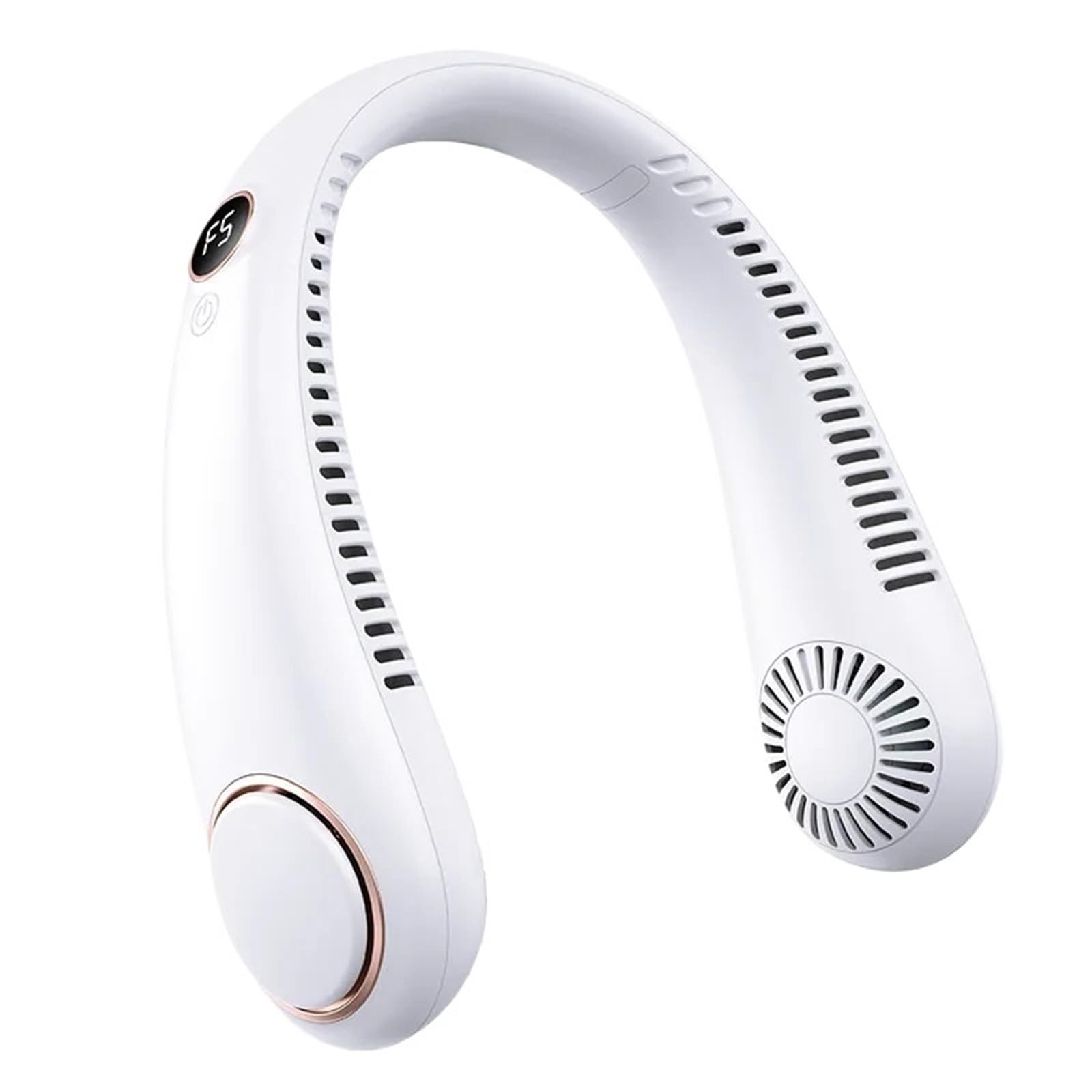 UDPOIUYT Wearable Cooling Fan, Mini Neck Mounted Fan Bladeless USB Air Cooler Multicolor 5 Speed(White)