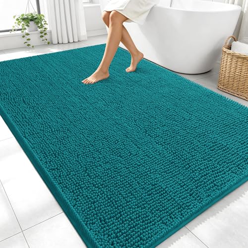 Image of OLANLY Large Bathroom Rugs 70x46, Extra Soft Absorbent Chenille Bath Rugs, Rubber Backing Quick Dry, Machine Washable Bath Mats for Bathroom Floor, Tub and Shower, Home Decor Accessories, Deep Lake