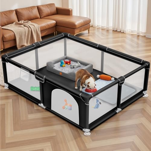 Recinto per Cuccioli 180 x 150 x 66 cm con Porta, per Cuccioli o Cani di Piccola Taglia, Box Robusto per Animali, Rete in Nylon Rinforzata, Uso Interno ed Esterno, Lavabile