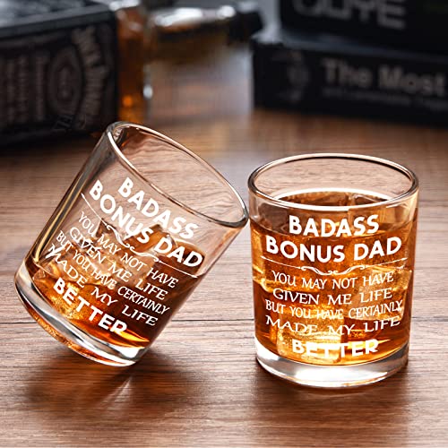 Futtumy Bonus Dad Gift, Bonus Dad You May Not Have Given Me Life But You Certainly Made My Life Better Whiskey Glass For Stepdad Bonus Dad Stepfather, Stepdad Rock Glass For Fathers Day Birthday, 10Oz #TOP4