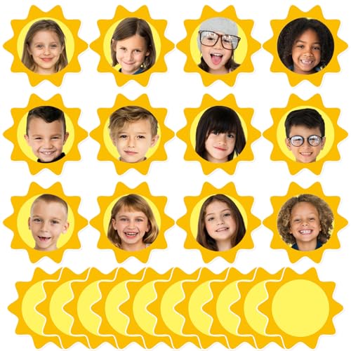 Image of gisgfim 80Pcs Summer Sun Cutouts Sunshine Decorations Bulletin Board Yellow Sun Paper Cut-Outs Classroom Decor for Boy Girl DIY Craft Photo Wall Door Summer Kindergarten Preschool Party Favor Supply