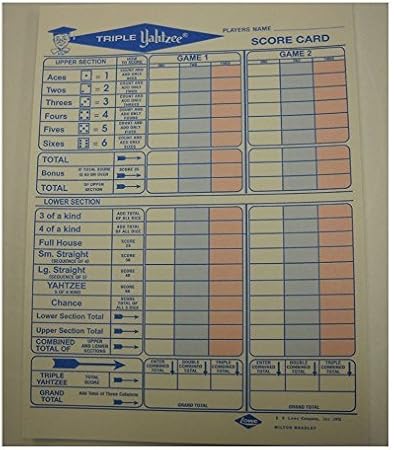 50 triple yahtzee score sheets cards toys games