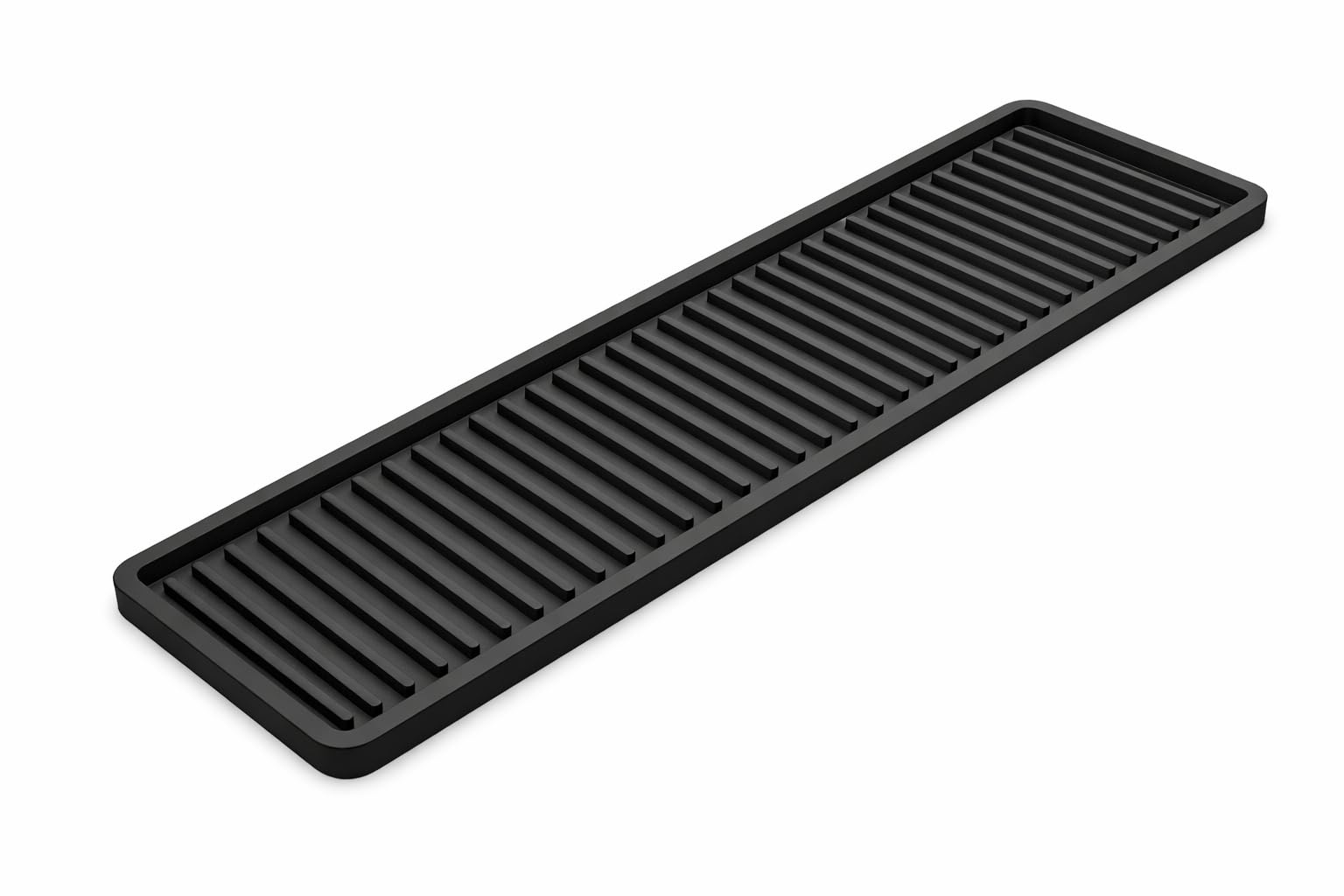 ZAPPOWARE Silicone Kitchen Sink Caddy Sponge Holder 17.7"x 4.33", Black - Bathroom Vanity Tray Organizer, Kitchen Soap Tray for Dish Scrubber, Soap Dispenser and Sponge