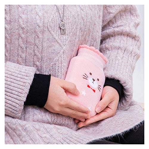 Wärmflasche,süße Wärmflasche Handwärmer Wärmwasserbeutel Warme Flasche Silikon Kinder Fuß Hals Außenheizung Gefrierschrank Kälte (Farbe: Pink S) warm