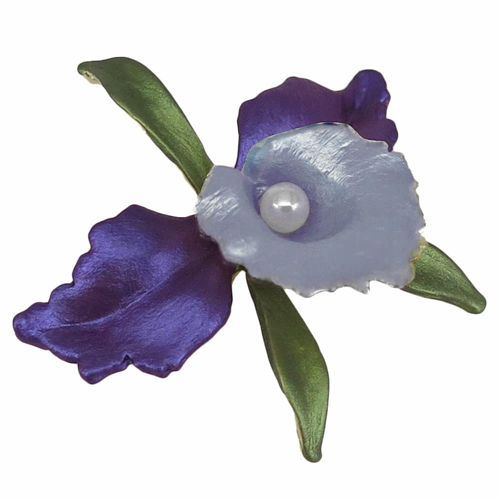 RUCINNI Purple Flower Brooch - 20K Gold Plated With Pin Fastener, Tin Alloy Jewelry