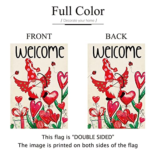Ortigia Valentines Day Love Heart Flower Garden Flag 12X18 Inch Vertical Double Sided Valentine's Day Gnome Ladybug Flag For Outside Yard Anniversary Wedding Party Yard Outdoor Decoration #TOP3