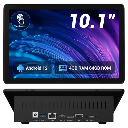 Image of Fanless All-in-One Touchscreen Mini Computer RK3399, Industrial Mini PC 10.1 Inch Rugged Android 12, 4GB RAM, 64GB ROM, 1280 * 800 IPS