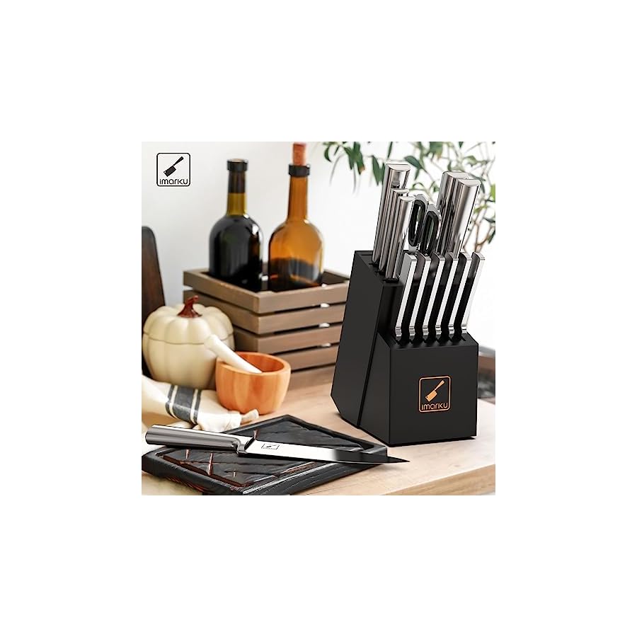 Knife-Set-imarku-15PCS-Kitchen-Knife-Set-Japenese-High-Carbon-Stainless-Steel-Knives-Set-for-Kitchen-Dishwasher-Safe-Ulltra-Sharp-Professional-Chef-Well-Balance-Knife-Block-Set-Black imarku Knife Set - 15PCS Kitchen Knife Set Japanese High Carbon Stainless Steel Knives Set for Kitchen, Dishwasher Safe Chef Well Balance Knife Block Set, Best Christmas Gifts for Women Men, Black