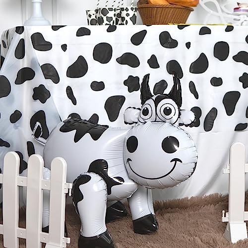 Image of 3D Cow Balloon for Party Decorations,Cute Self Standing Cow Balloons for Western Cowboy Cowgirl Theme Birthday Party Favor Supplies Decor