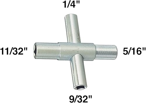 Edward Tools Llave Sillcock de 4 vías resistente – 1/4 pulgadas, 9/32 pulgadas, 5/16 pulgadas, 11/32 pulgadas – Hace que abrir una variedad de