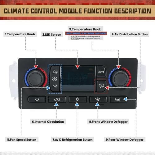 Commande de climatisation 599-009 avec interrupteur 15832311 stable