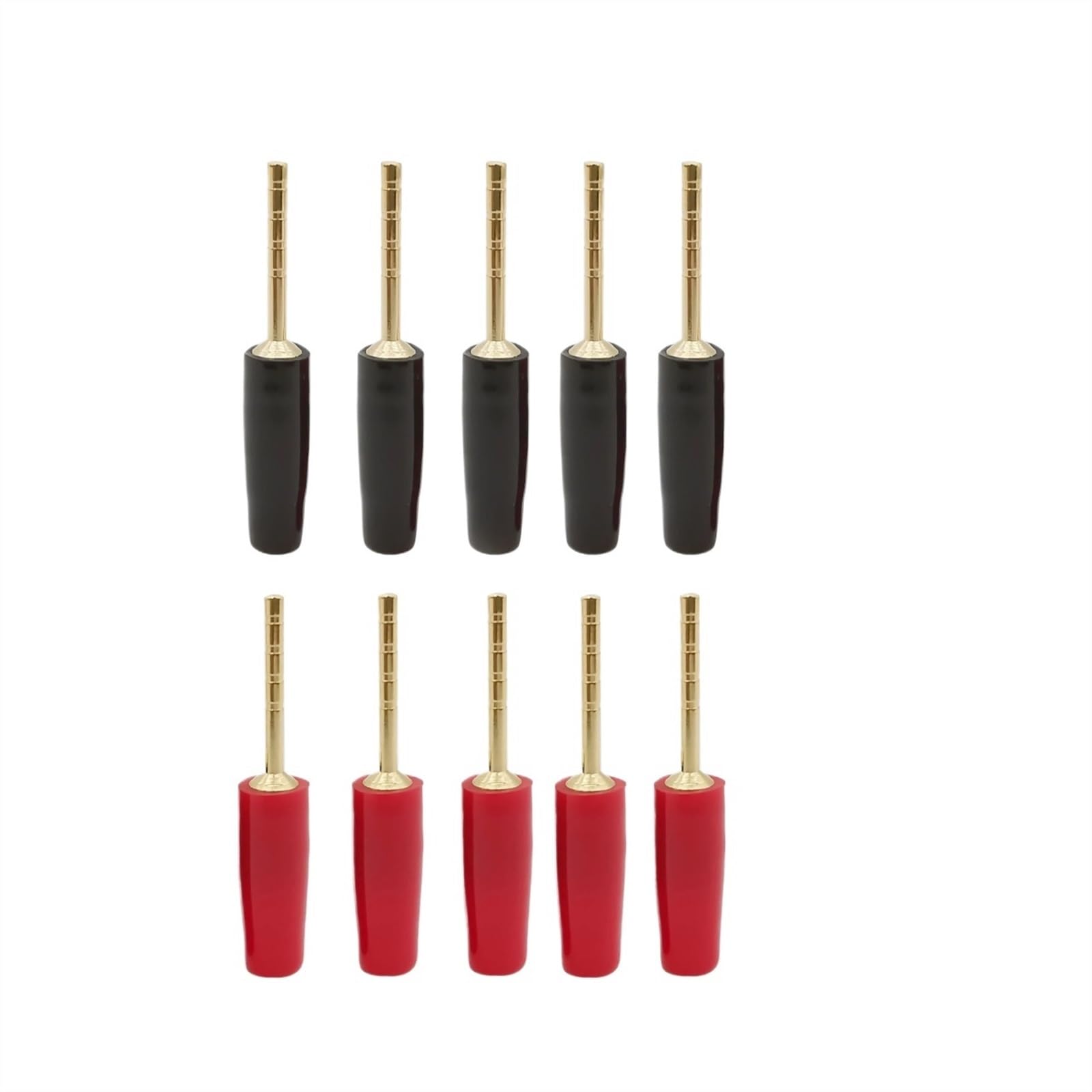 Bornes de fiche Banane de 2mm, 10 pièces, connecteur de Broche de câblage en cuivre plaqué Or, Petit Adaptateur de fiche Banane(10Red)