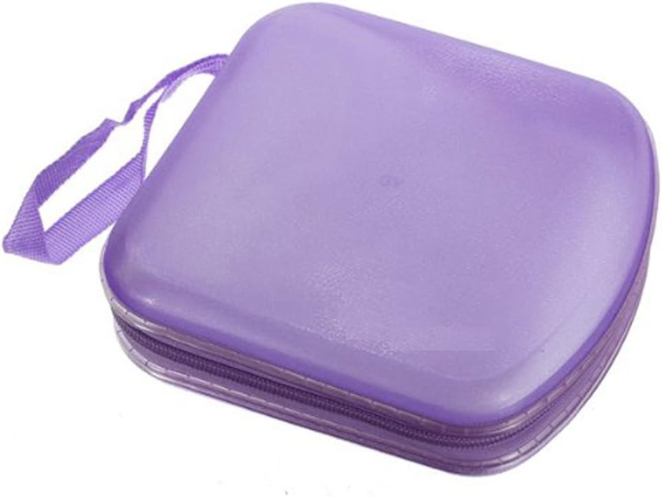 Foxnovo Portable Clear Plastic 40 CD DVD VCD Disc Holder Storage Box Bag Wallet Case Protector Organizer (Purple)