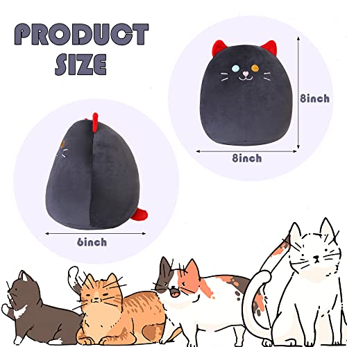 Kawaii Sqeqe Cat Plushie - Soft Stuffed Animal Pillow Toy For Kids, 8 Inch (Dark Gray) #TOP2