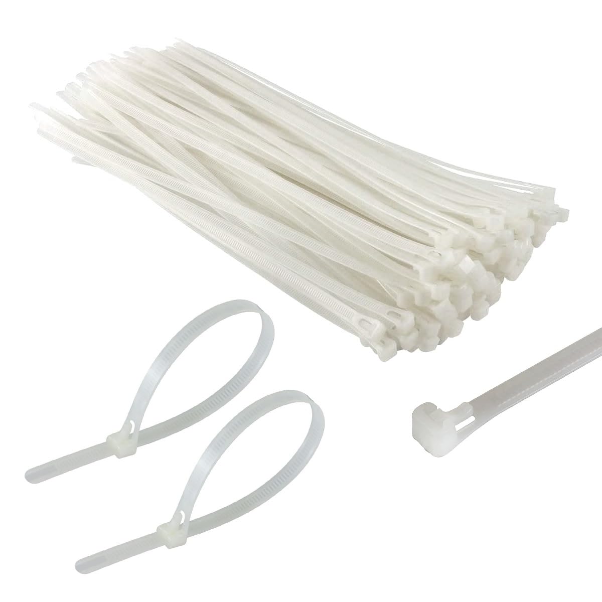 Terf White Terf® 50 Pcs Reusable Cable Ties 250Mm (10'') X 7.6Mm Heavy Duty Nylon Releasable Adjustable Wire Cable Ties Zip Wraps Plastic Tie For Home Office Garden Garage Workshop Diy Project Use
