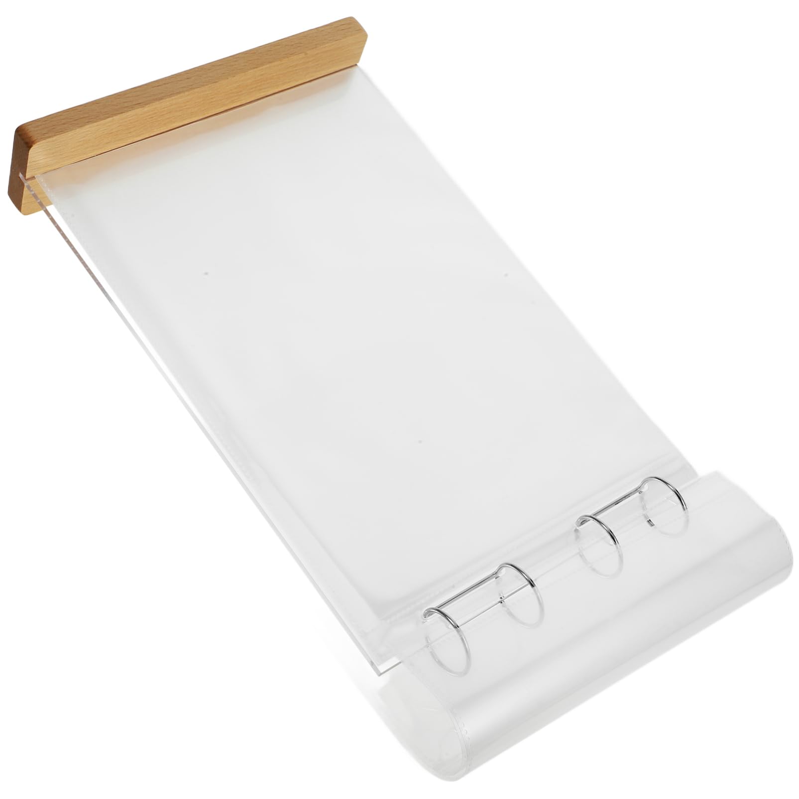 HOMOCONO Table Sign Holder Menu Stand Acrylic for Restaurant Wood Base and 6 Card Sleeves