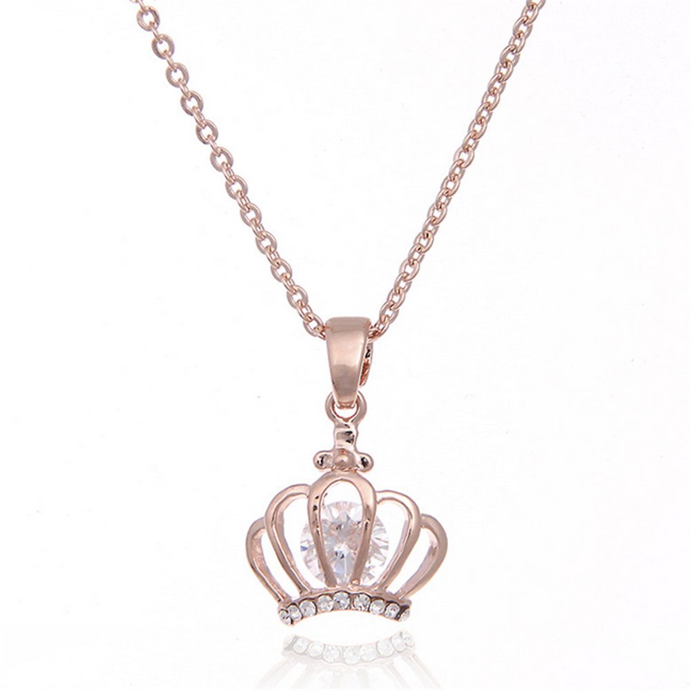 Beautifully Clavicle Chain Short Necklace Zircon Crown Pendant For Women