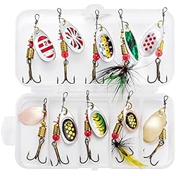 Señuelos Evia Señuelos de Pesca, 10 Piezas Spinner Cebos de Pesca con Caja de Almacenaje Portable Cebo Artificiale Artículos de Pesca Regalo Ideal para Entusiasta de la Pesca