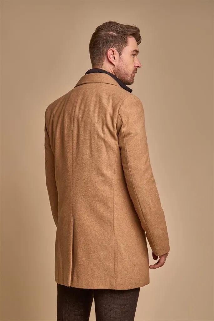 Trench classico da uomo in misto lana cammello cappotto invernale