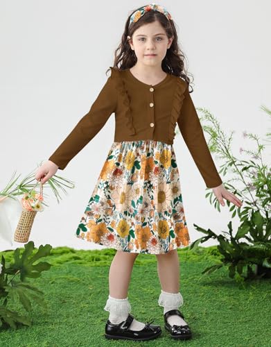 Move Dance Toddler Girls Dresses and Cardigan Sets 2 Piece Fall Picture Day Outfits 2-6T3