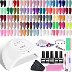 JODSONE 60 PCS Gel Nail Polish Kit avec U V Light Base et Matte Glossy Top Coat Nail Gel Polish Tressure de manucure Outils Accessoire Convient pour toutes les saisons