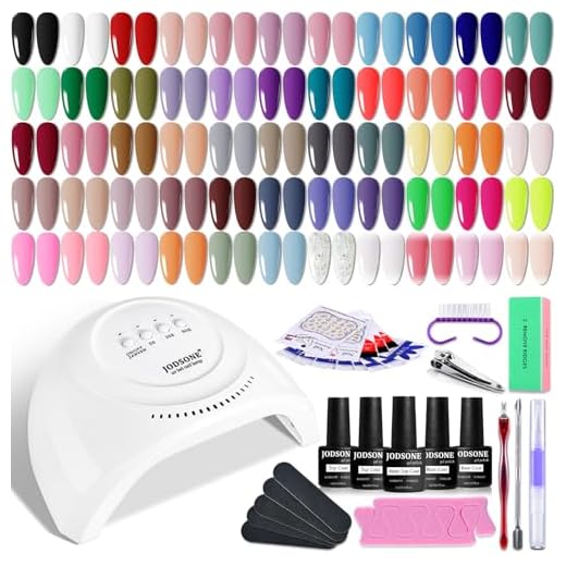JODSONE 60 PCS Gel Nail Polish Kit with UV Light Base and Matte Glossy Top Coat Nail Gel Polish Soak off Manicure Accessory Tools Suitable for All Seasons