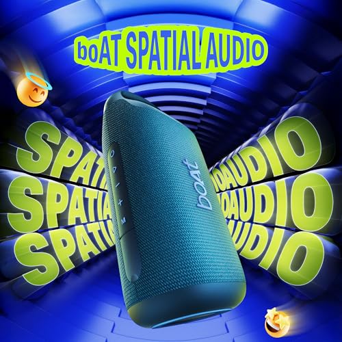 Image of Boat Stone Arc Pro Plus, Spatial Audio, 45W Signature Sound, 78mm Drivers,12 Hrs Battery, Broadcast & App Support, Bluetooth Speaker, Wireless Speaker, Portable Speaker (Tropical Blue)